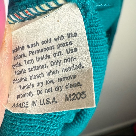 Vintage Jantzen Blue V-Neck Sweater Lightweight Knit Size Medium Pullover - Picture 7 of 9